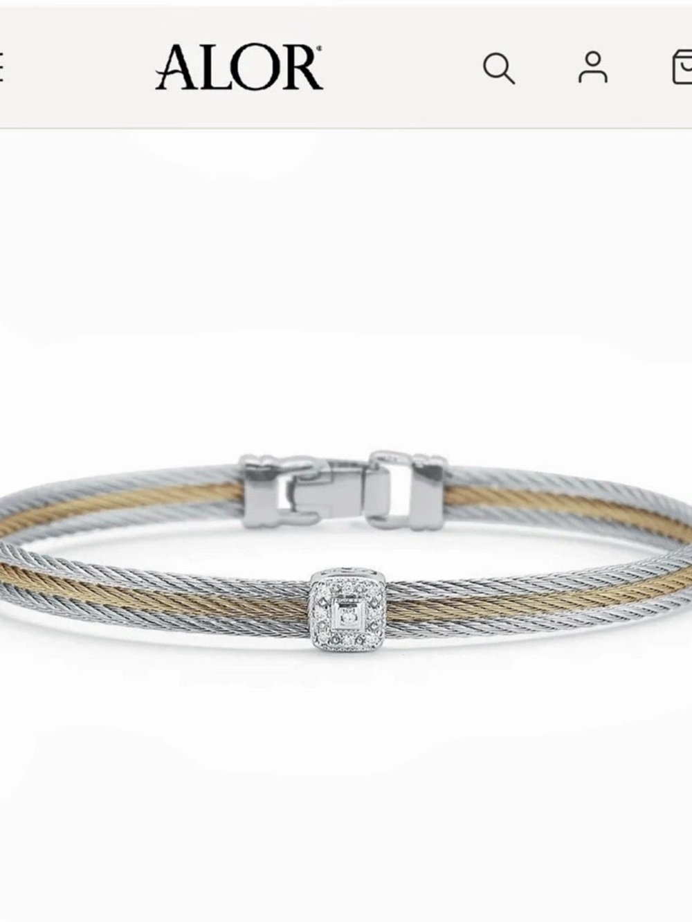 ALOR Yellow Cable Classic Stackable Bracelet with Single Square Station